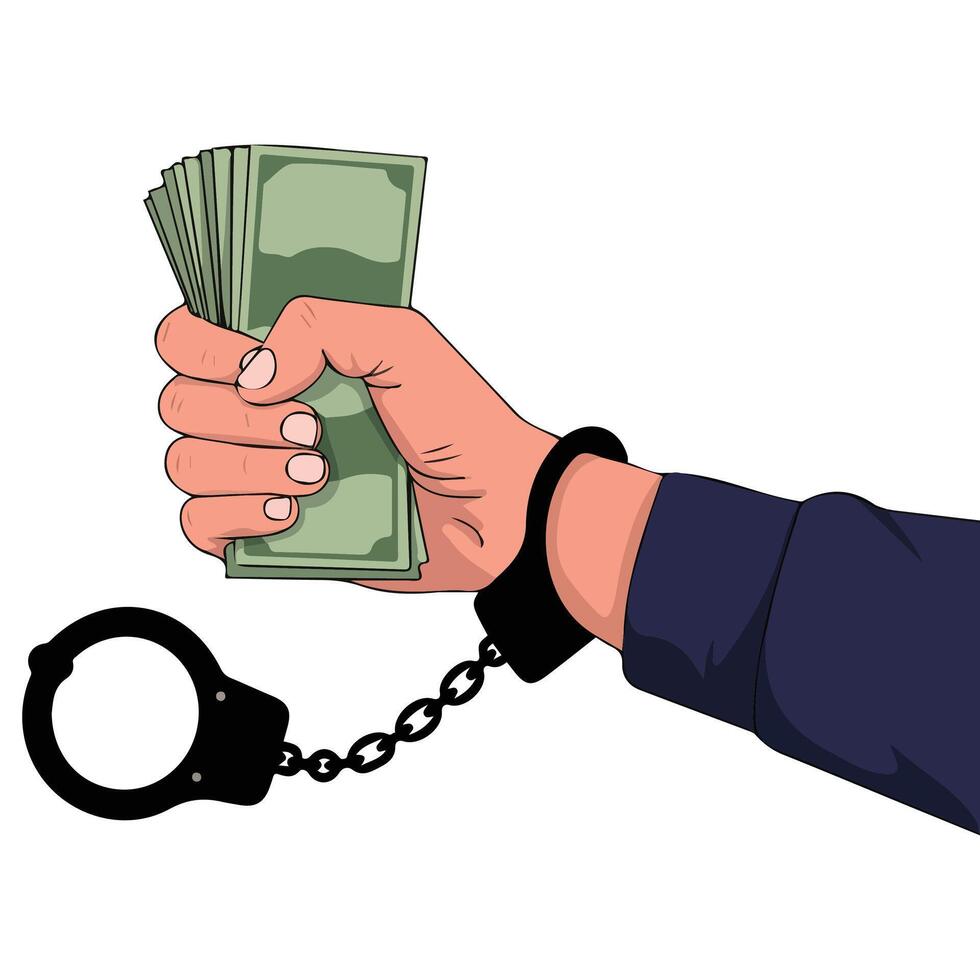 Anti corruption handcuffed money isolated illustration vector