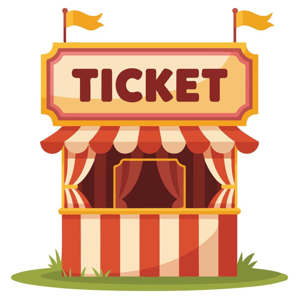 Vintage carnival ticket booth isolated illustration on white background vector