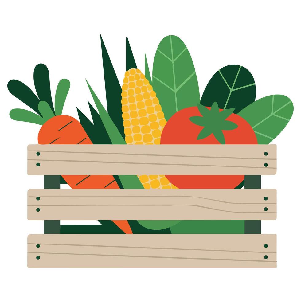 Farm produce basket isolated illustration on white background vector