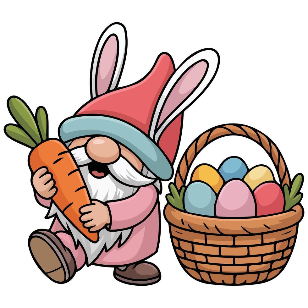 Holiday gnome carrying basket isolated illustration on white background vector