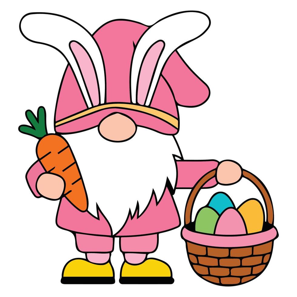 Easter dwarf with bunny ears isolated illustration on white background vector