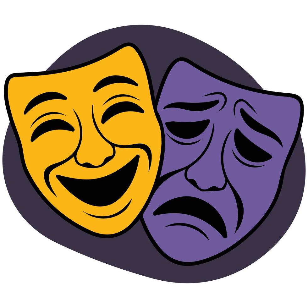 Theatrical comedy tragedy masks isolated illustration vector