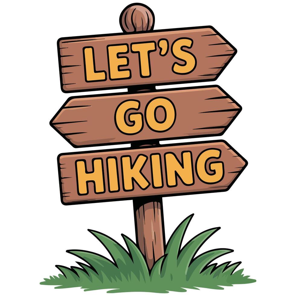 Wooden hiking trail signpost isolated illustration vector