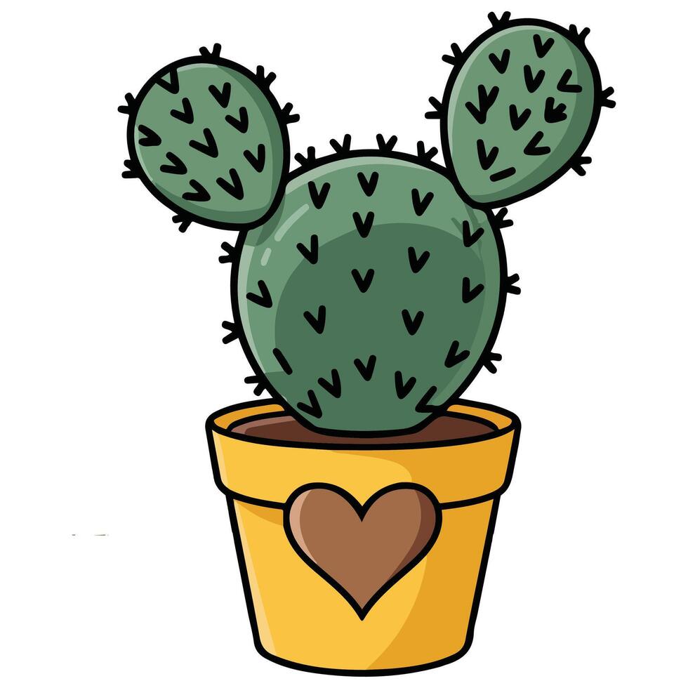 Retro blooming cactus in pot isolated illustration vector