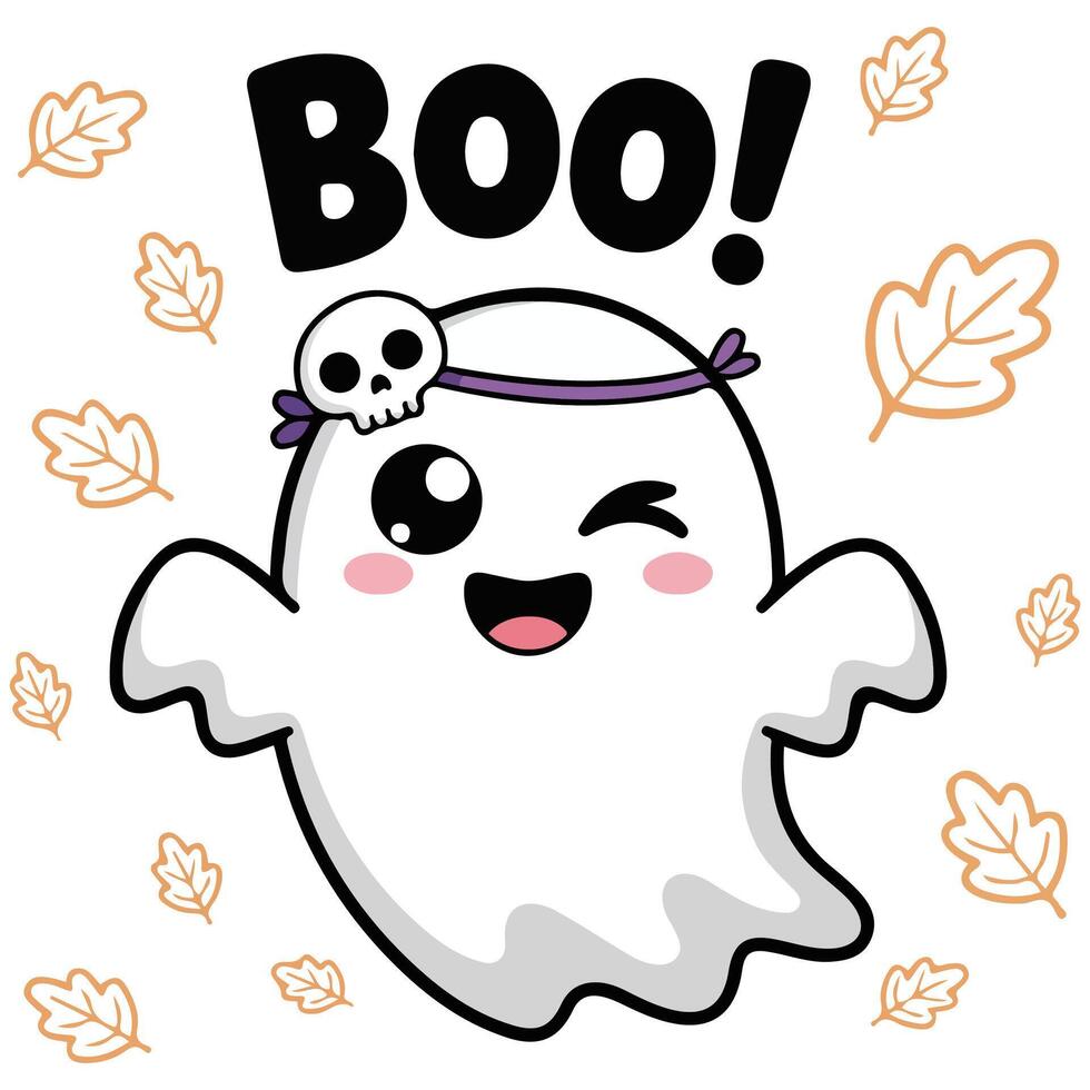 Cute spooky Halloween ghosts isolated illustration vector