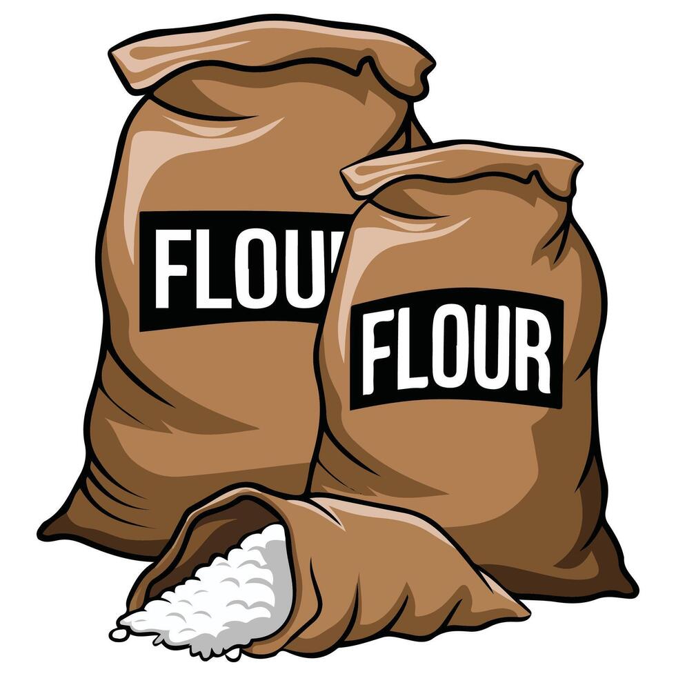 Burlap flour bags drawing isolated illustration vector