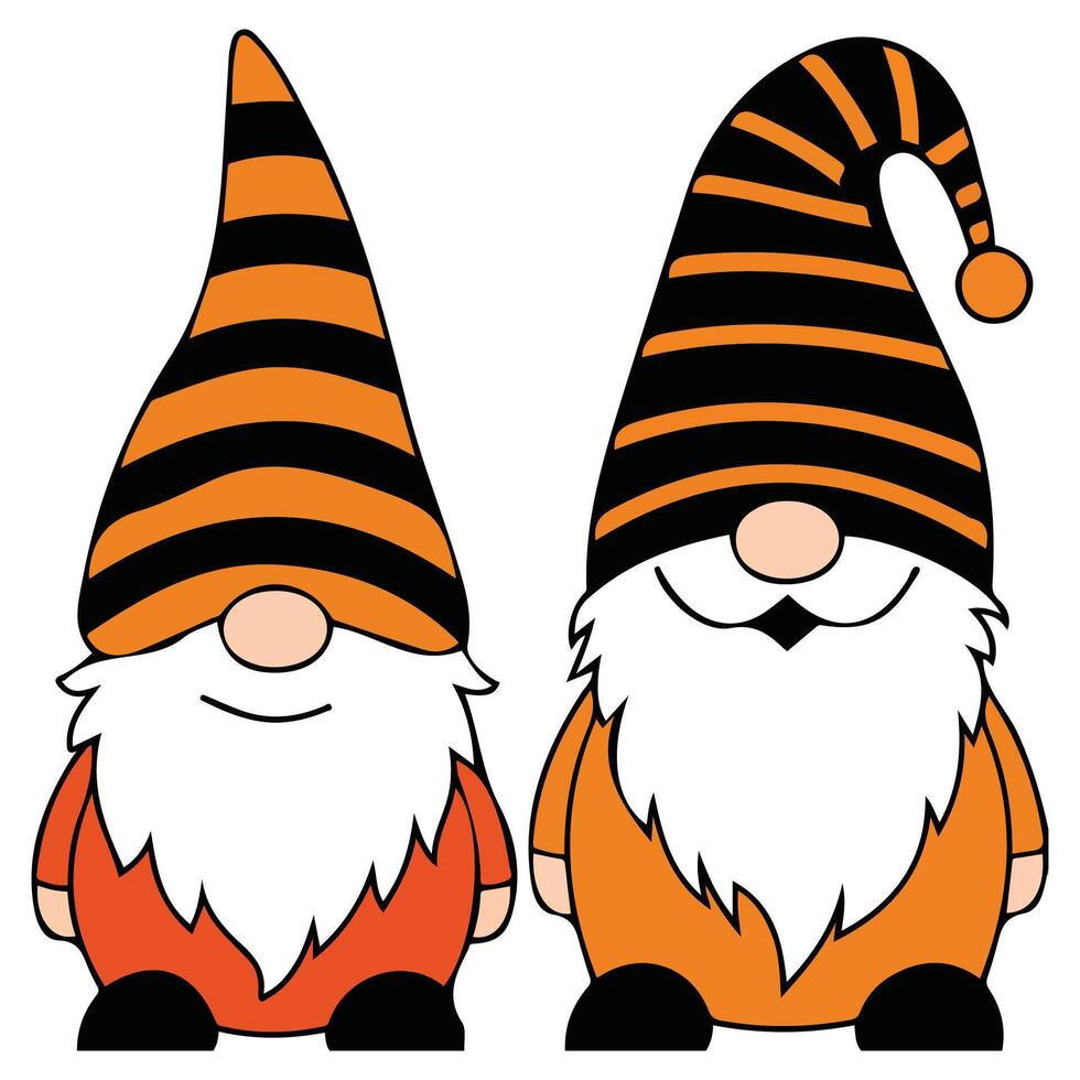 Fantasy garden gnomes collection isolated illustration vector
