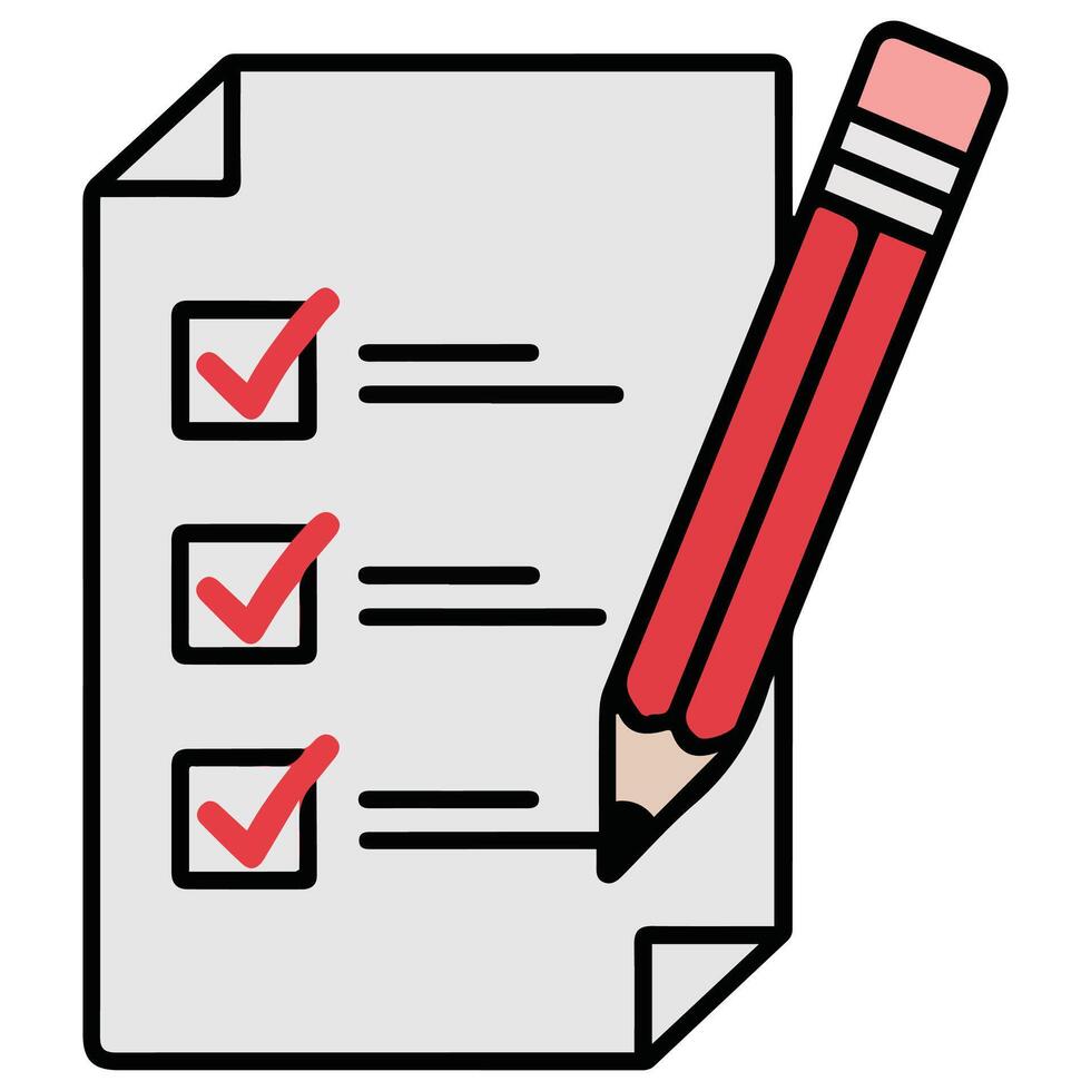 pencil with checklist isolated illustration vector