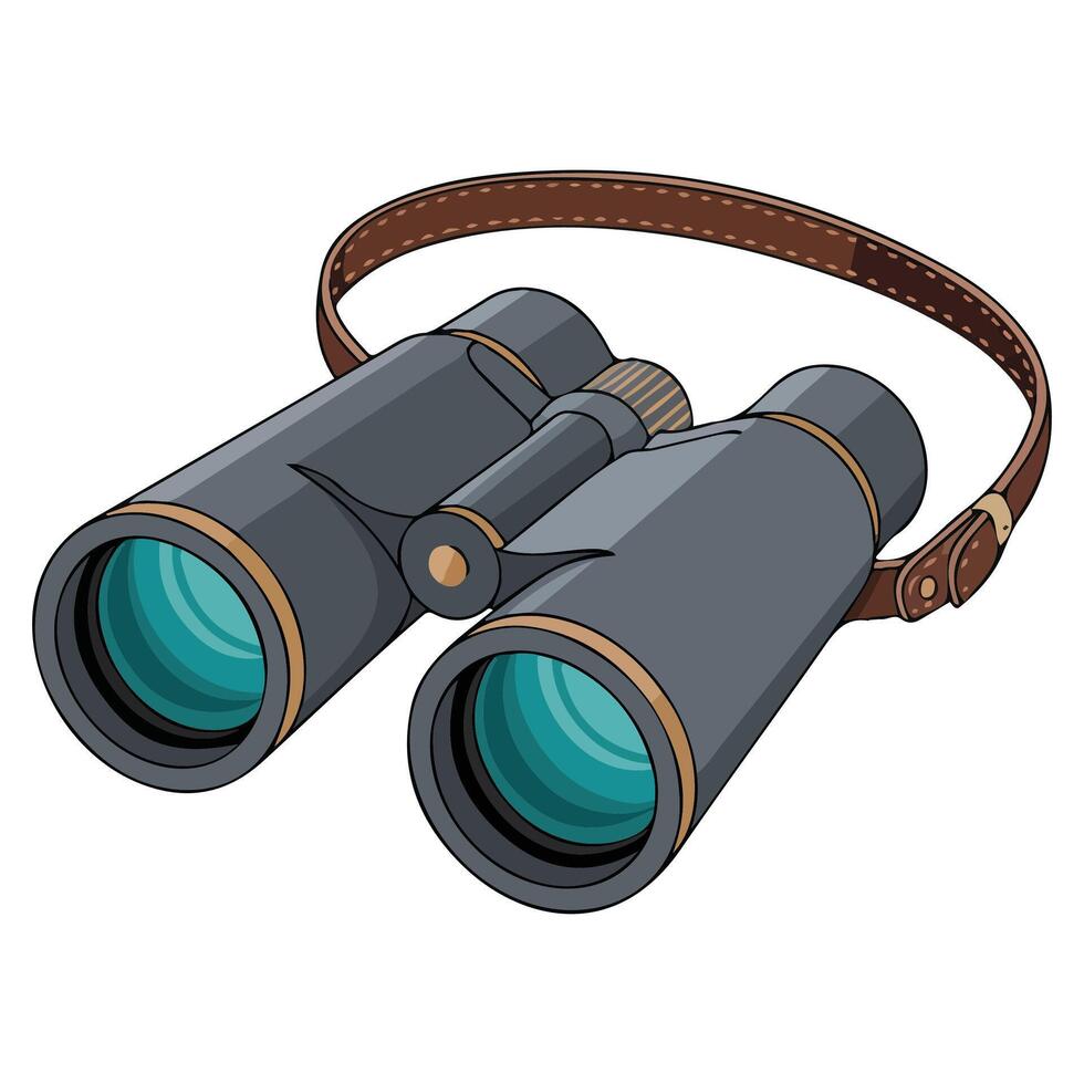 Travel binoculars doodle isolated illustration on white background vector