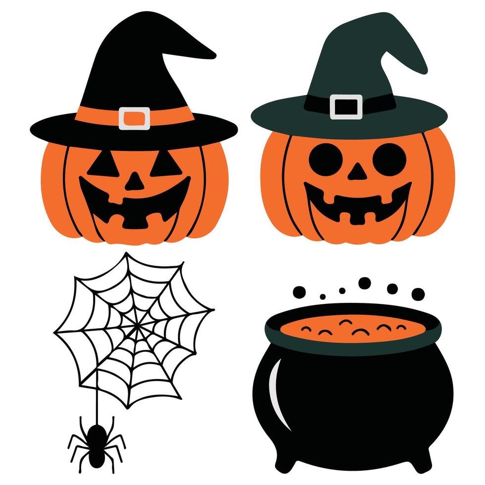 Halloween party elements set isolated illustration vector