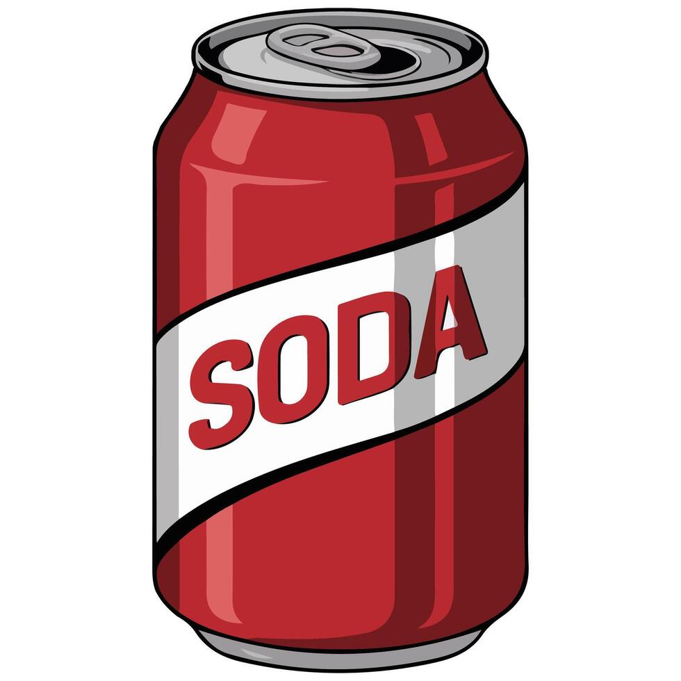 Opened carbonated drink can isolated illustration vector