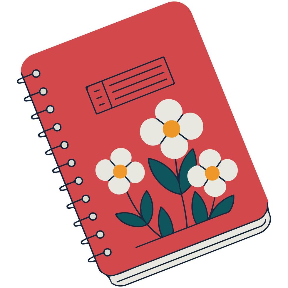 Floral ring notebook isolated illustration on white background vector