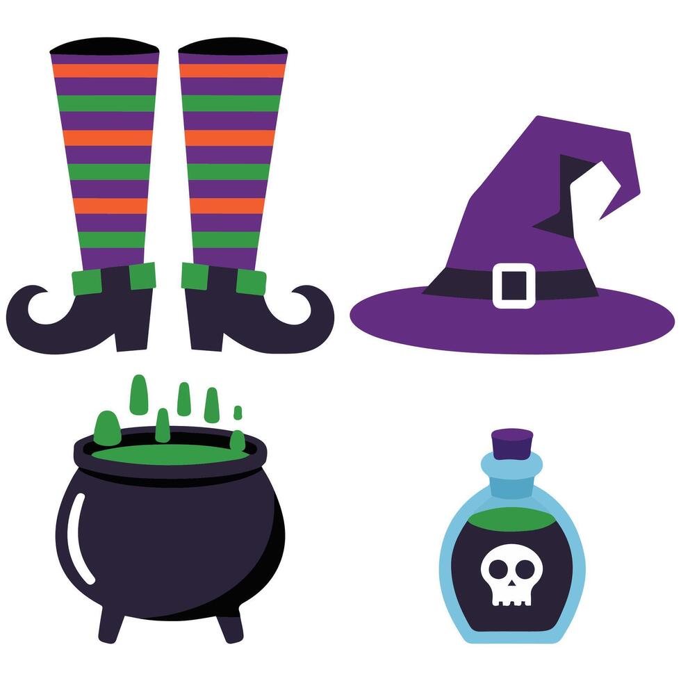 Witchcraft tools collection isolated illustration vector