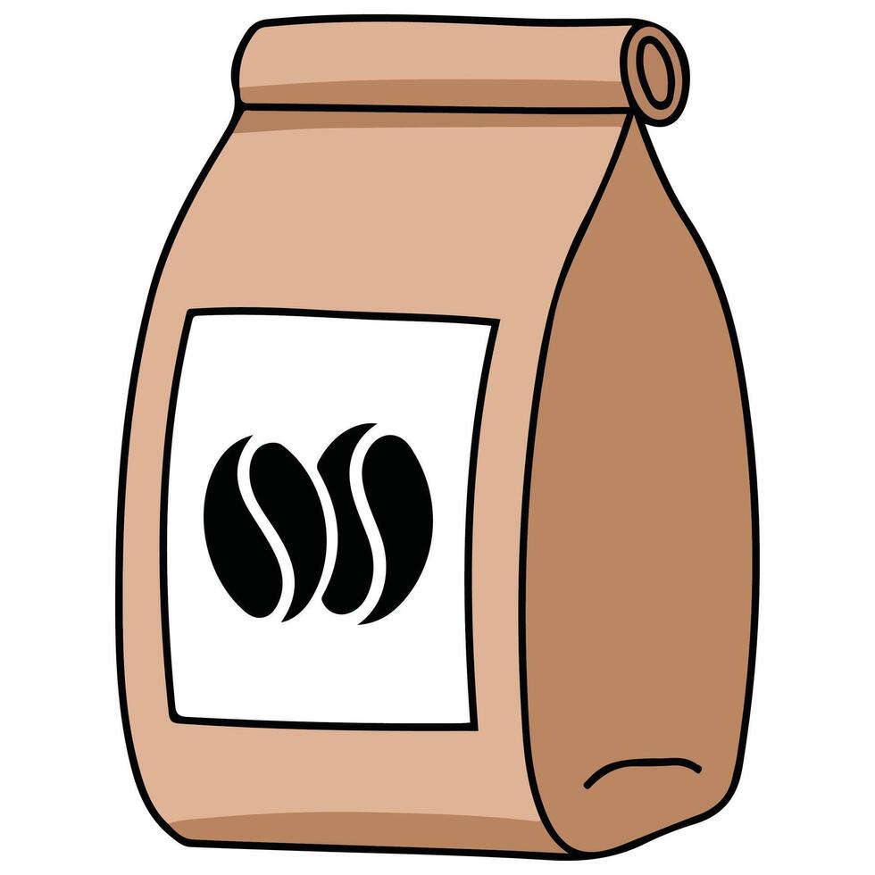 Coffee bean paper bag isolated illustration vector