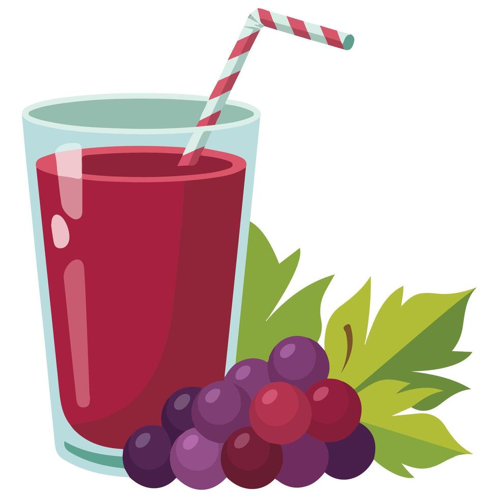 Grape juice with fresh fruit isolated illustration vector