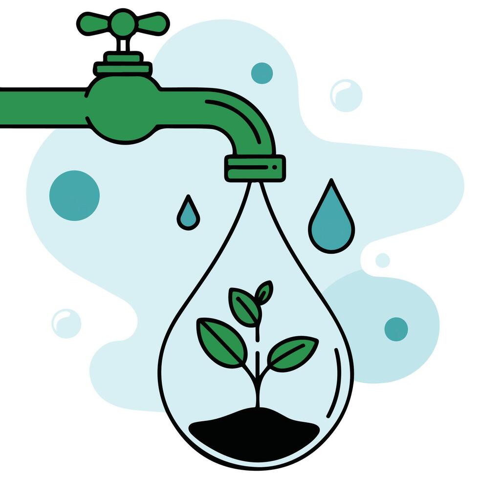 Water conservation plant growth isolated illustration vector