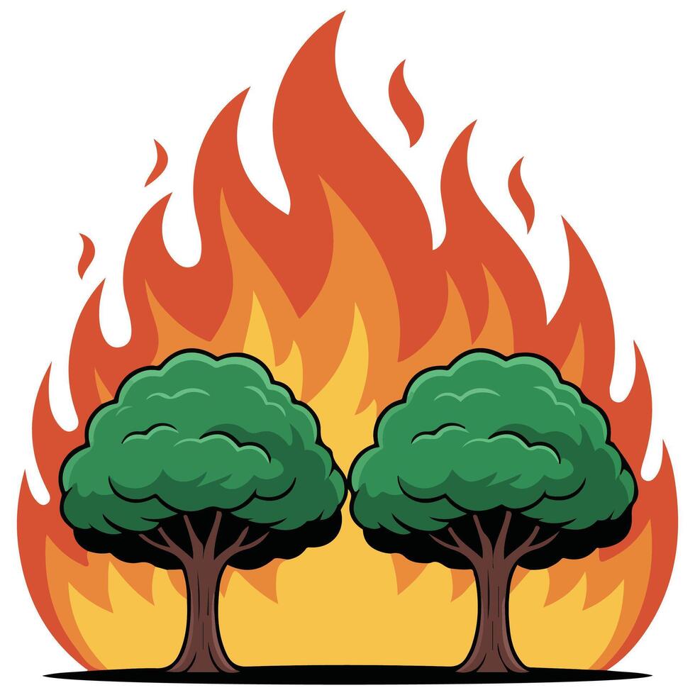 Wildfire disaster doodle isolated illustration vector