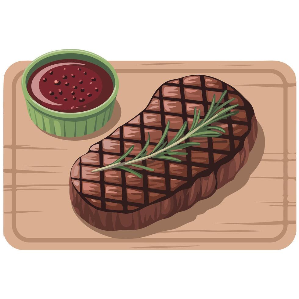 Juicy meat steak isolated illustration vector
