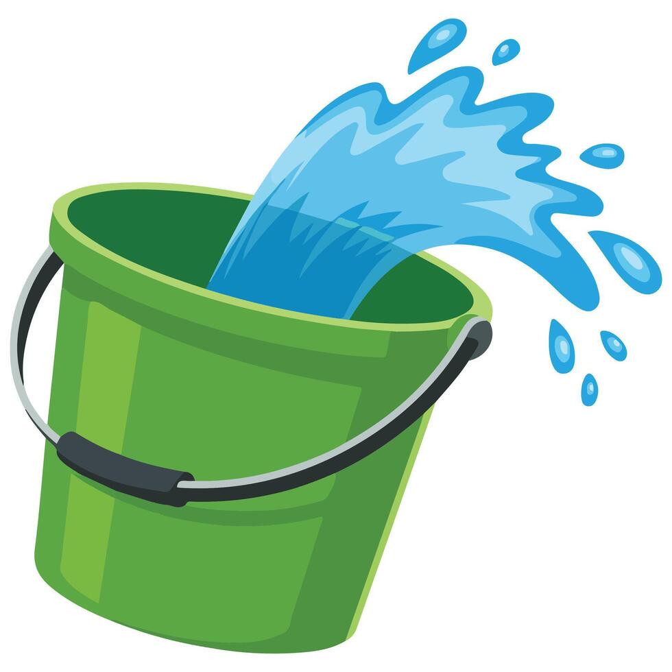 Splashing water bucket doodle isolated illustration vector