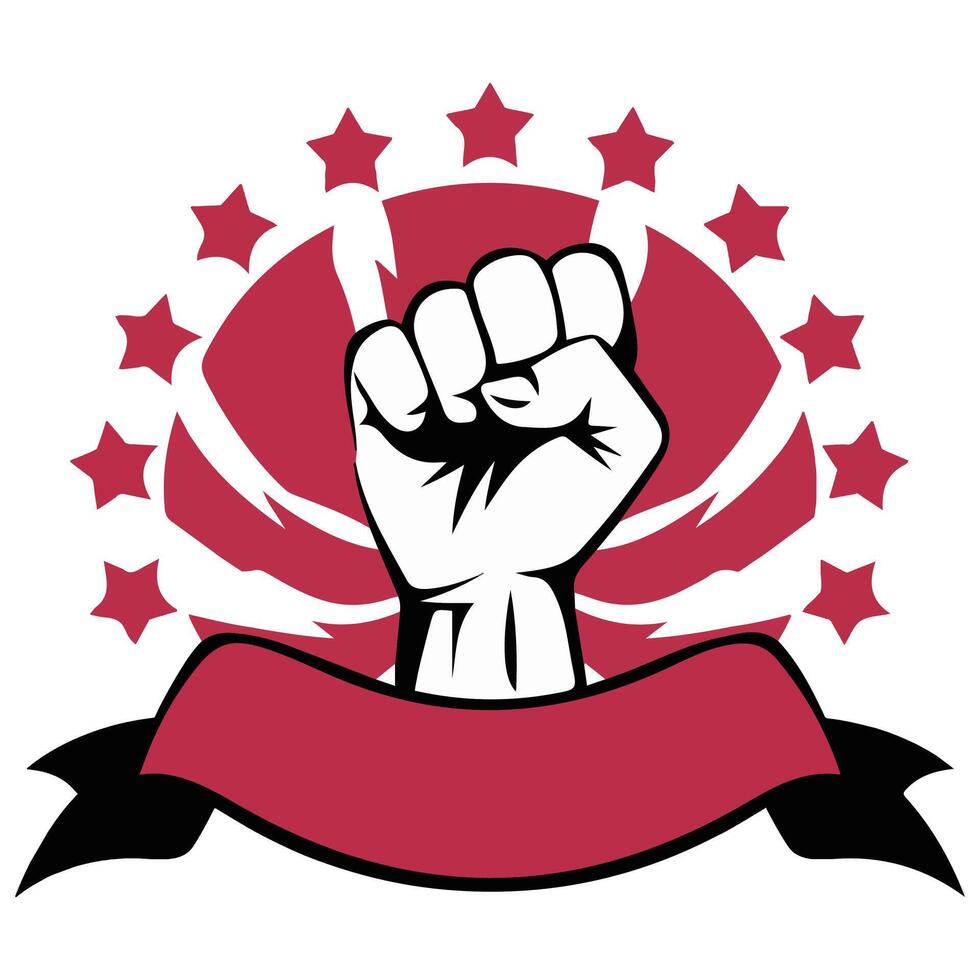 Protest hand with blank sign isolated illustration vector