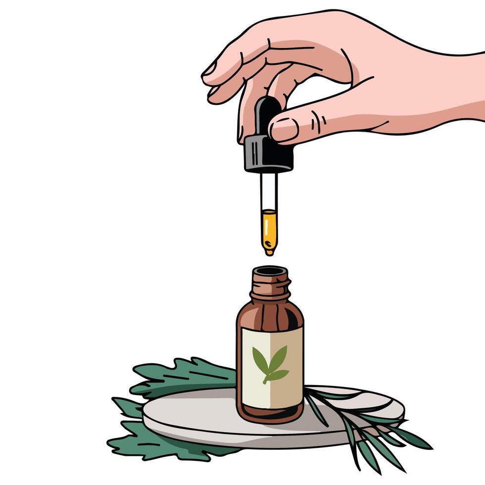 Essential oil dropper isolated illustration vector