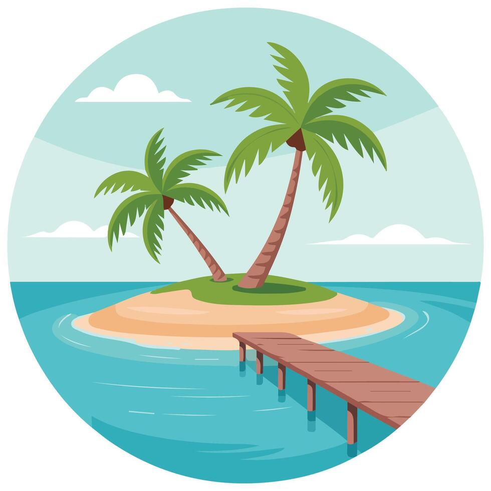 Palm tree paradise isolated illustration vector