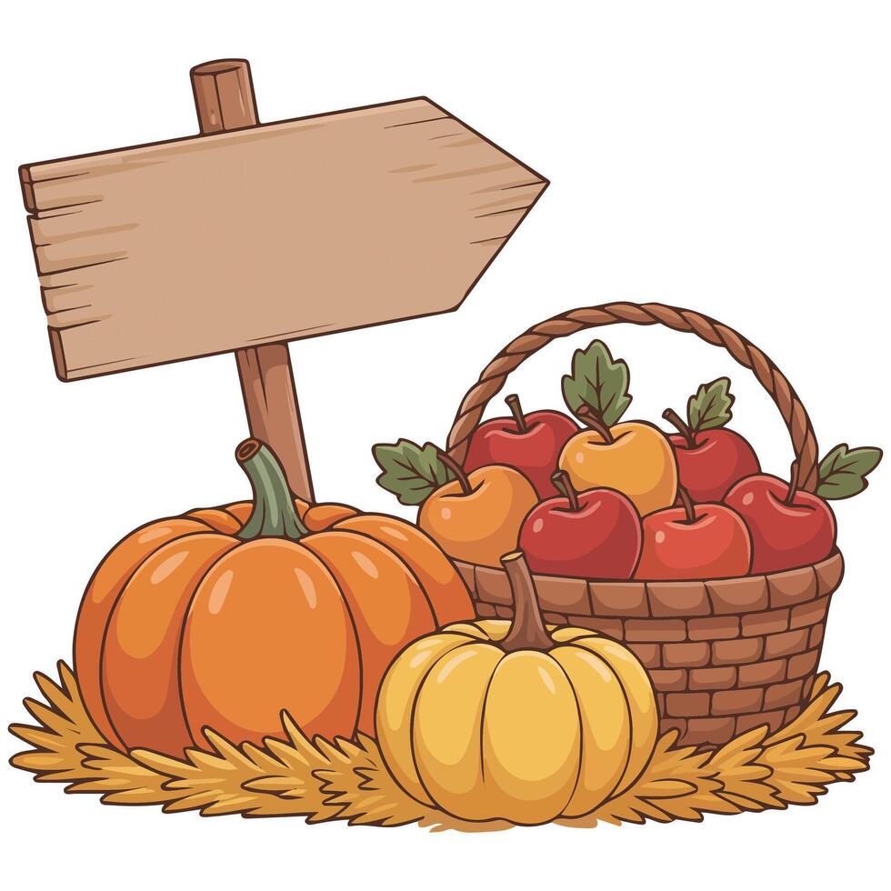 Autumn harvest basket isolated illustration vector