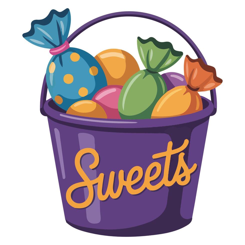 Halloween candy bucket isolated illustration vector
