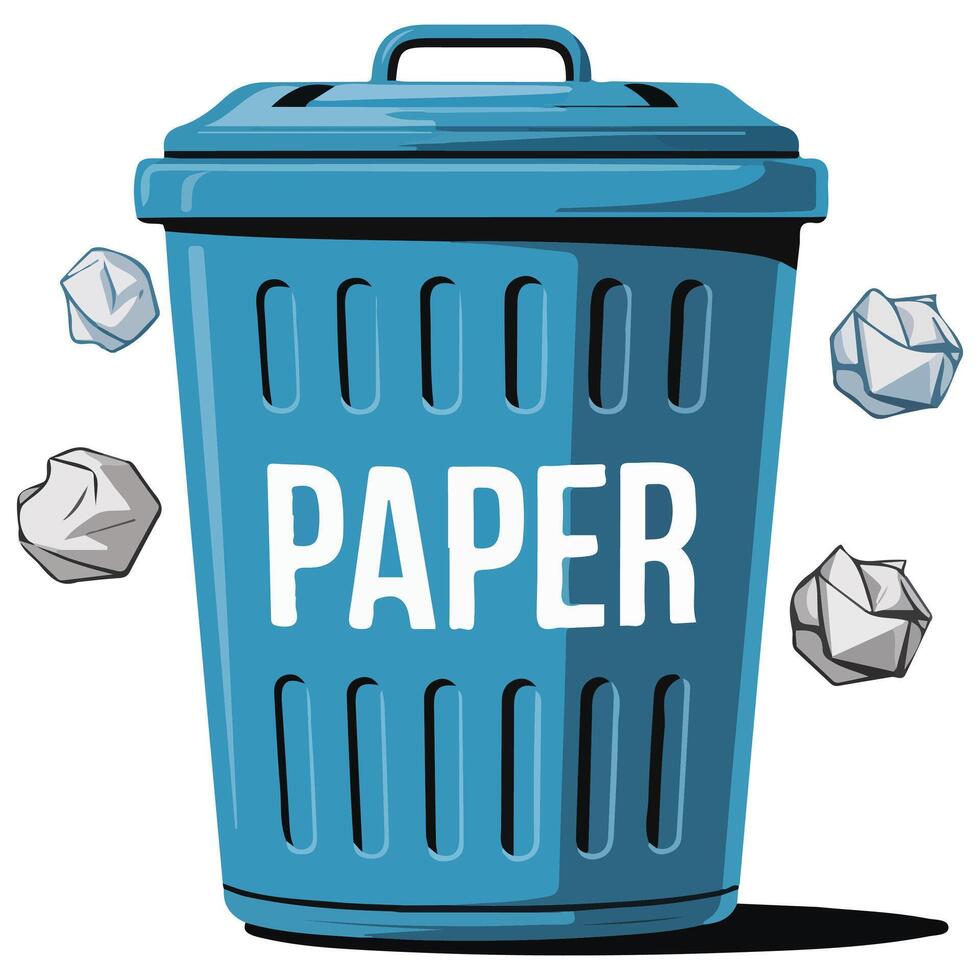 Paper recycling bin isolated illustration vector