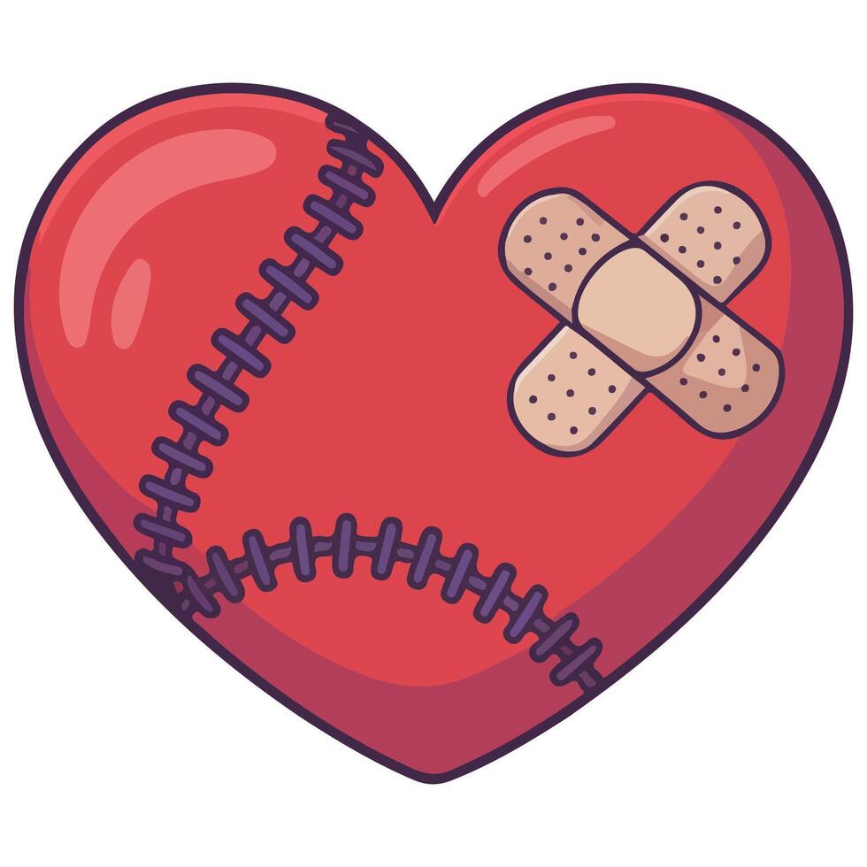 Broken heart plaster isolated illustration vector