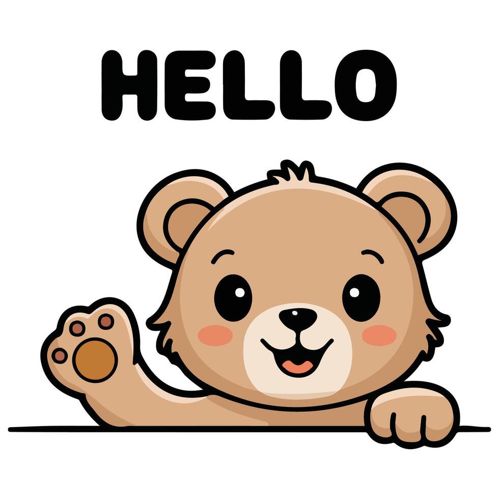 Hand drawn plush bear isolated illustration vector