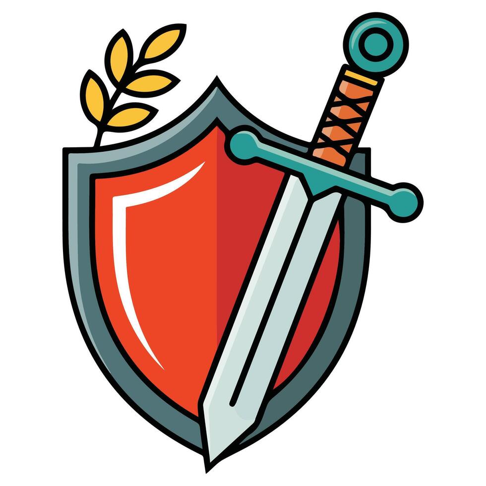 Sword and shield isolated illustration vector