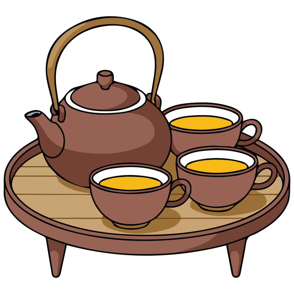 Japanese tea set isolated illustration vector