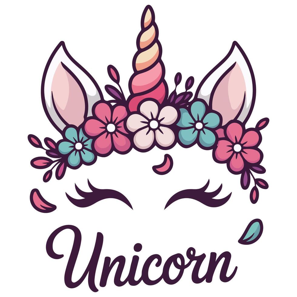 unicorn face isolated illustration vector