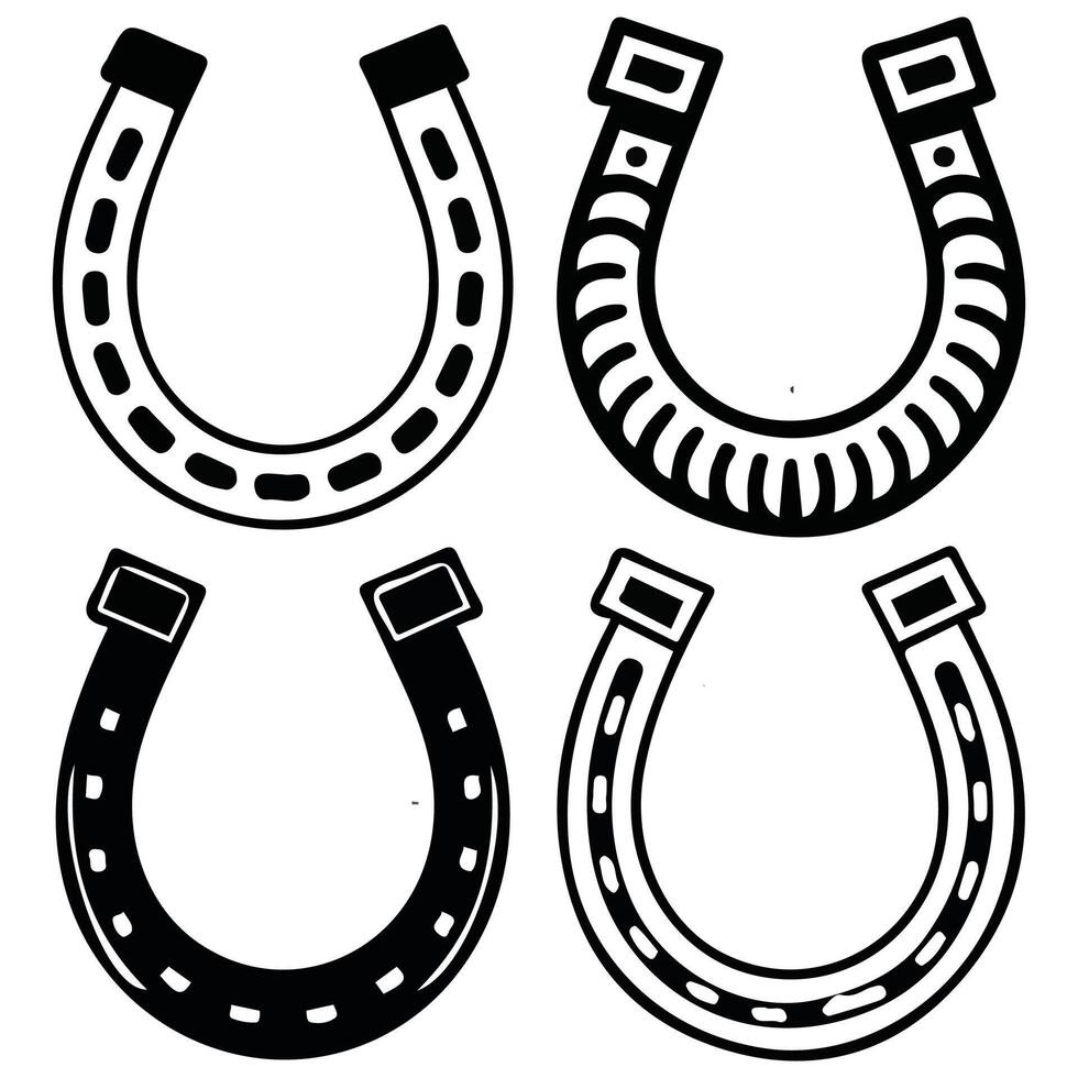 Western horseshoe set isolated illustration vector