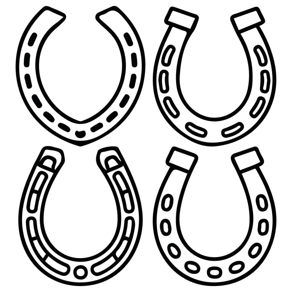 Country horseshoe set isolated illustration vector
