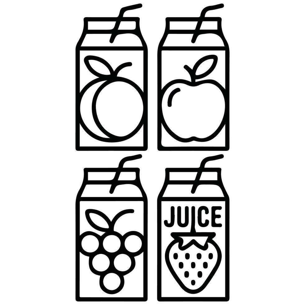 Juice box drink icons isolated illustration vector