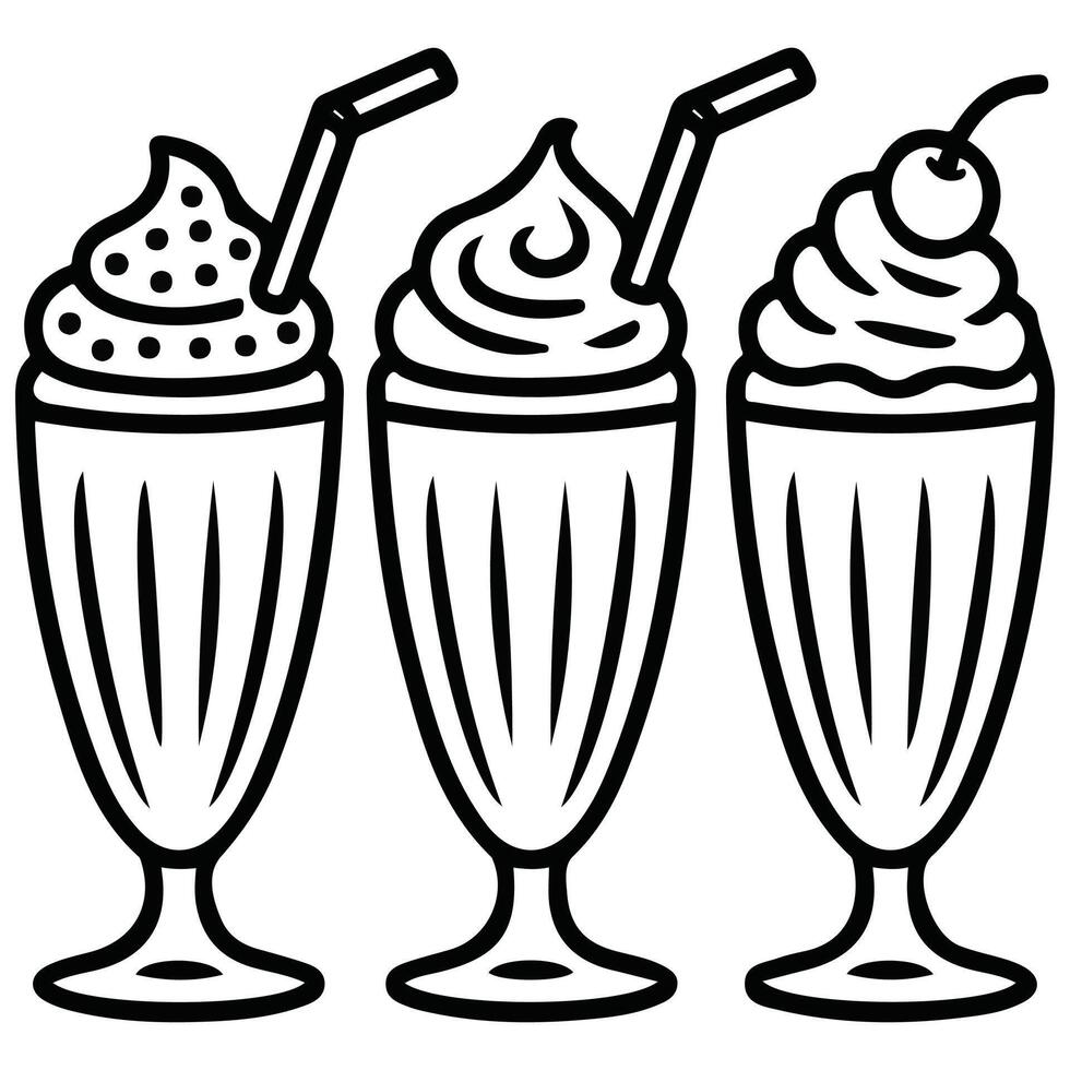 Milkshake icons set isolated illustration vector