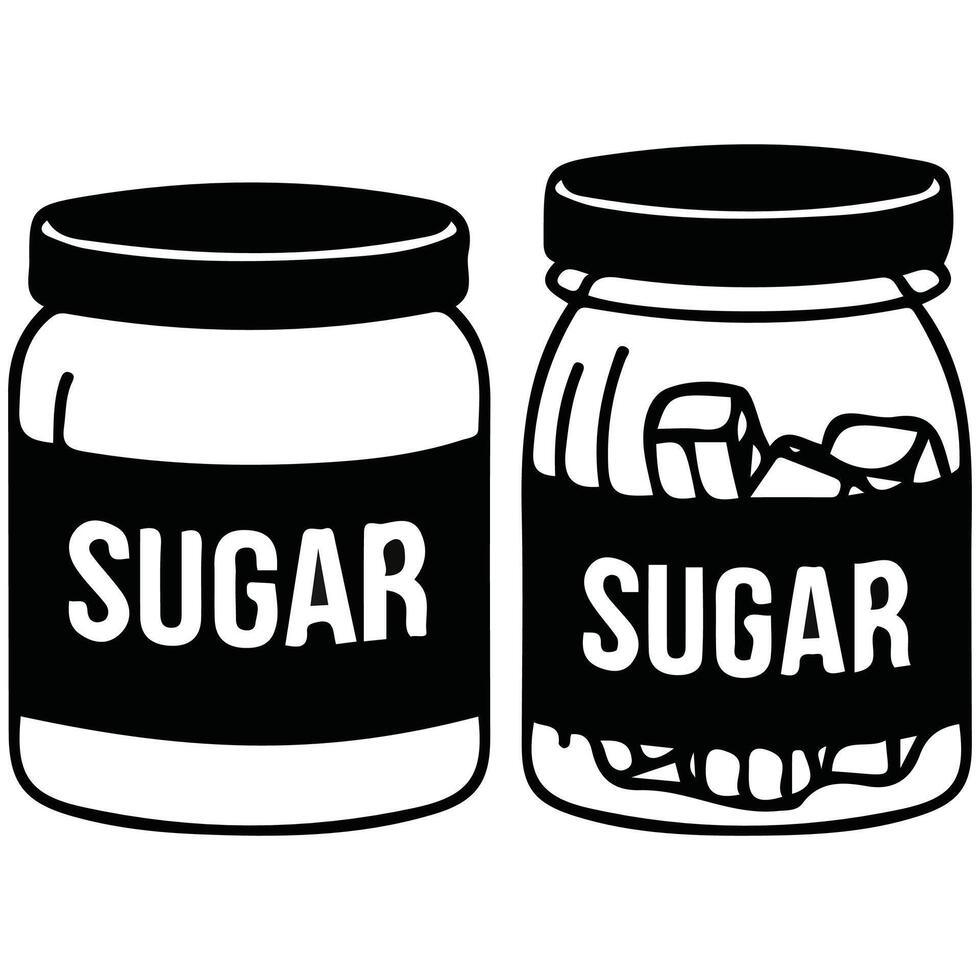 Sugar jar bottle icons isolated illustration vector