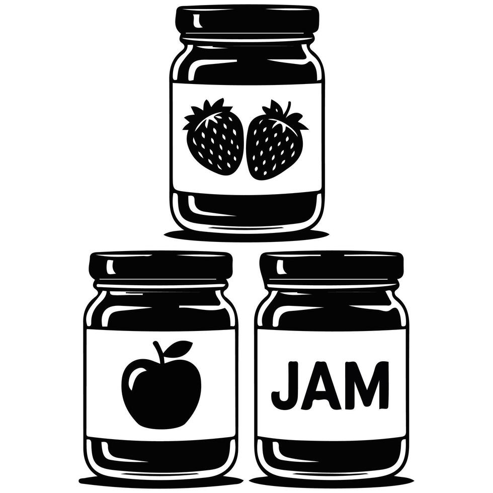 Fruit jam jar icons isolated illustration vector
