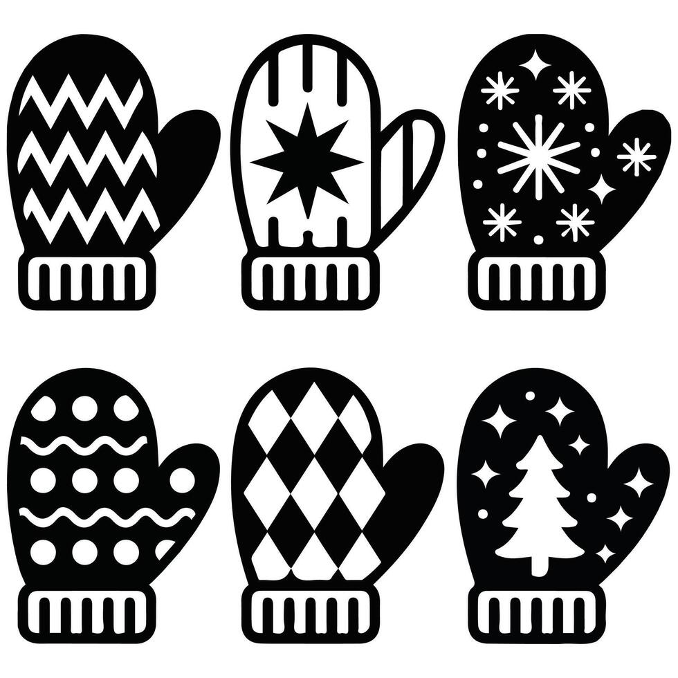 Christmas gloves set isolated illustration vector