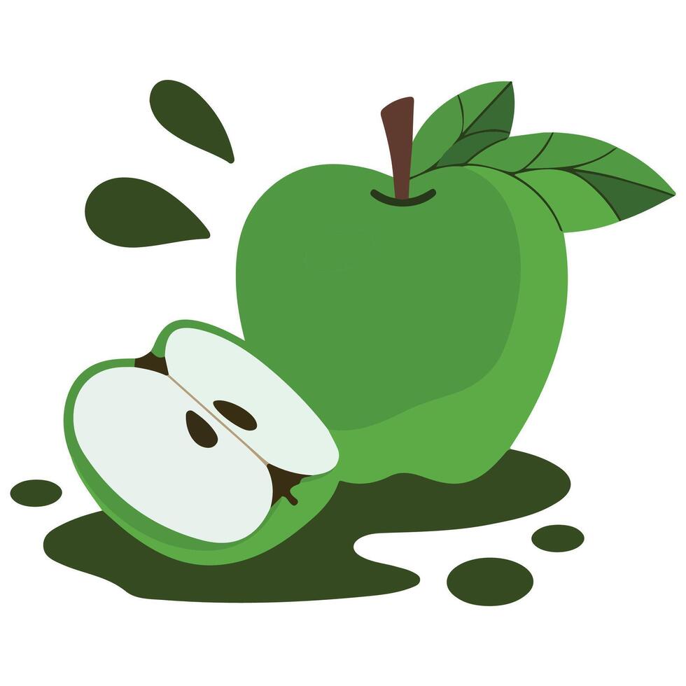 Shiny green apple isolated illustration vector