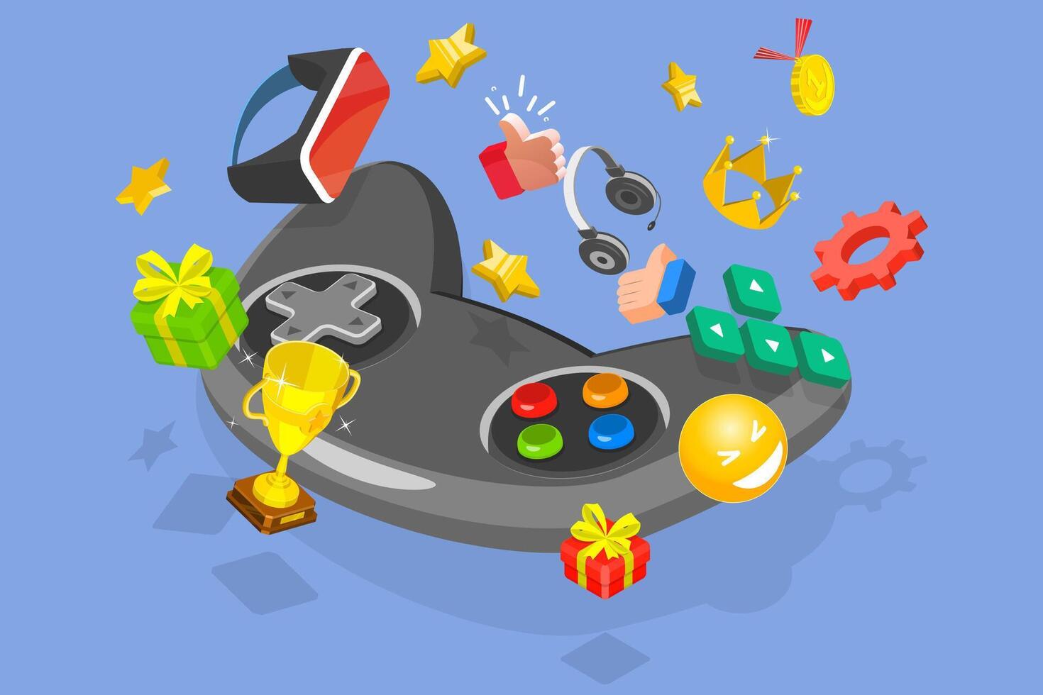 3D Isometric Flat Illustration of Cyber Sport, Exploring the World of eSports vector