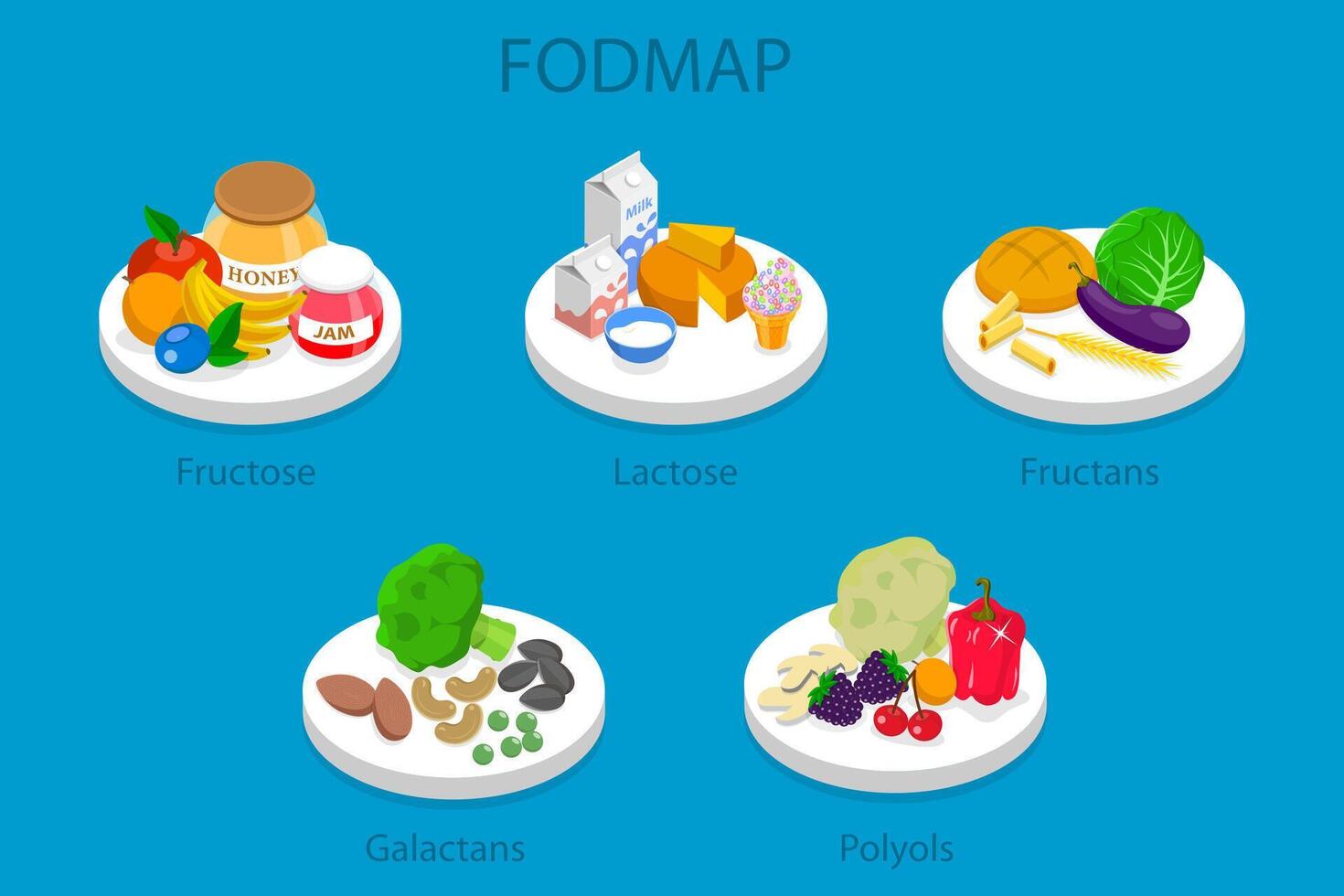 3D Isometric Flat Illustration of Low Fodmap Diet, Healthy Nutrition vector
