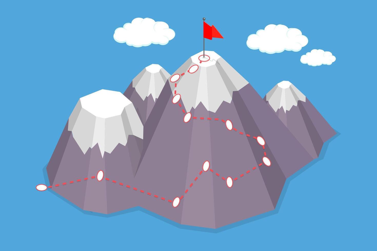 3D Isometric Flat Illustration of Route To Success, Strategy Goals and Target vector