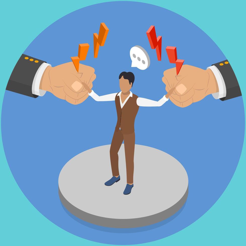 3D Isometric Flat Illustration of Mediation As Conflict Compromise , Solution Management vector