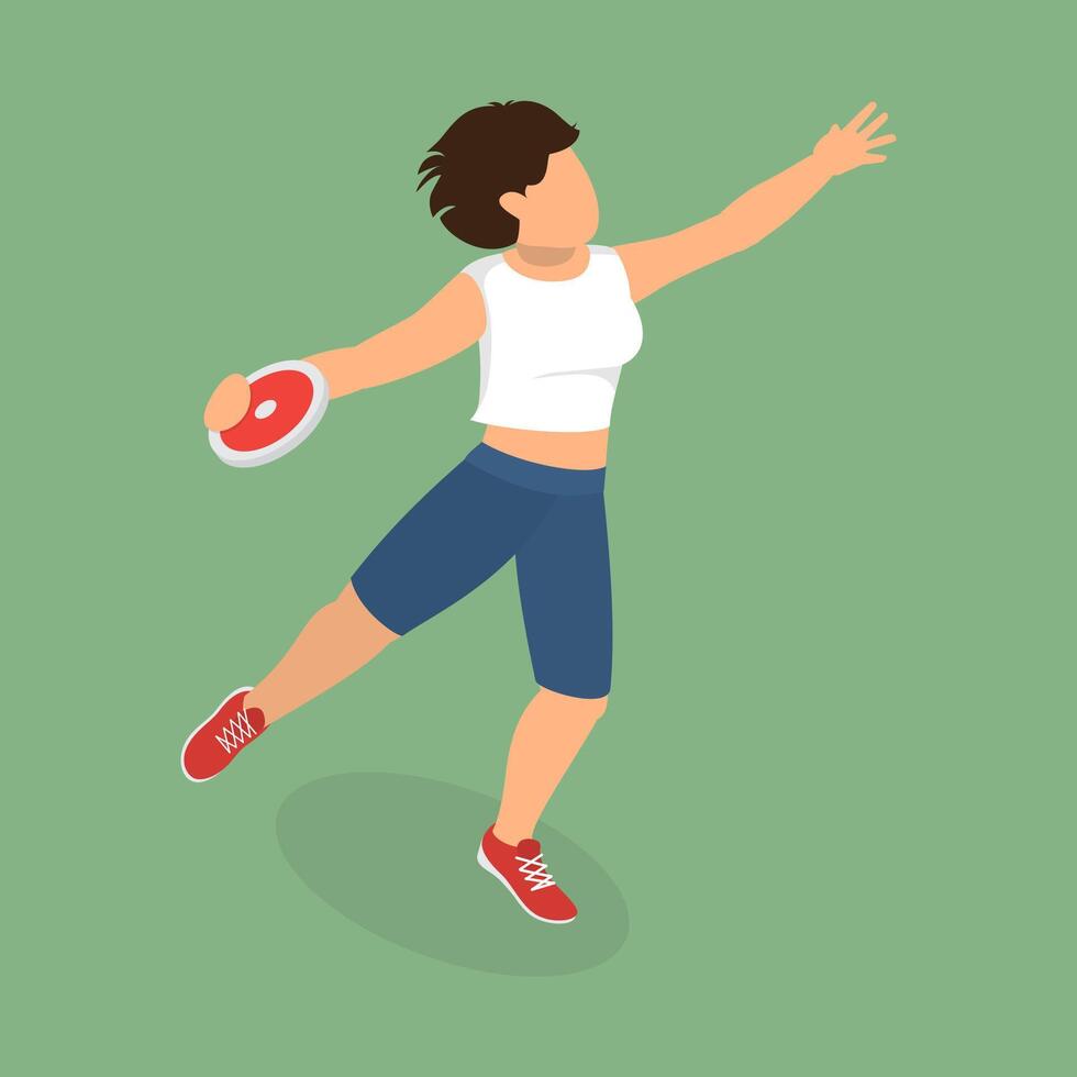 3D Isometric Flat Illustration of Discus Throwing Athlete, Sports and Competition vector