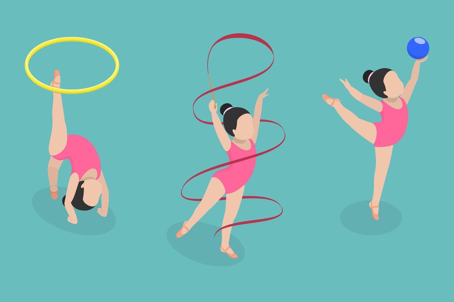 3D Isometric Flat Illustration of Gymnastics Kids, Making Sport Exercises vector