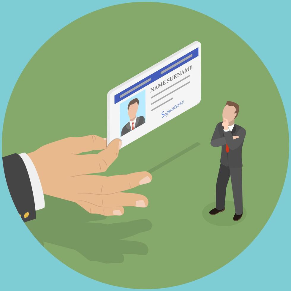 3D Isometric Flat Illustration of License As Legal Document, Personal Identification Certificate vector