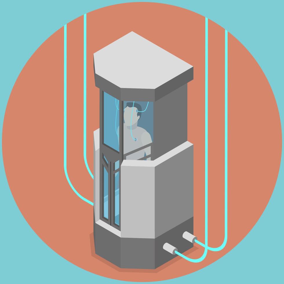 3D Isometric Flat Illustration of Cryogenic Capsules, The Future of Space Travel vector